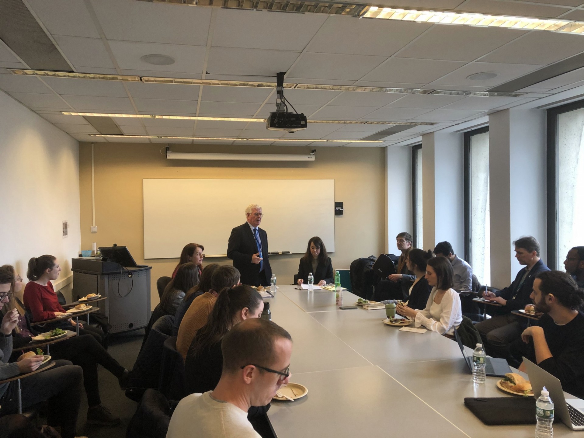 Special Representative Eamon Gilmore in conversation with students at Columbia University