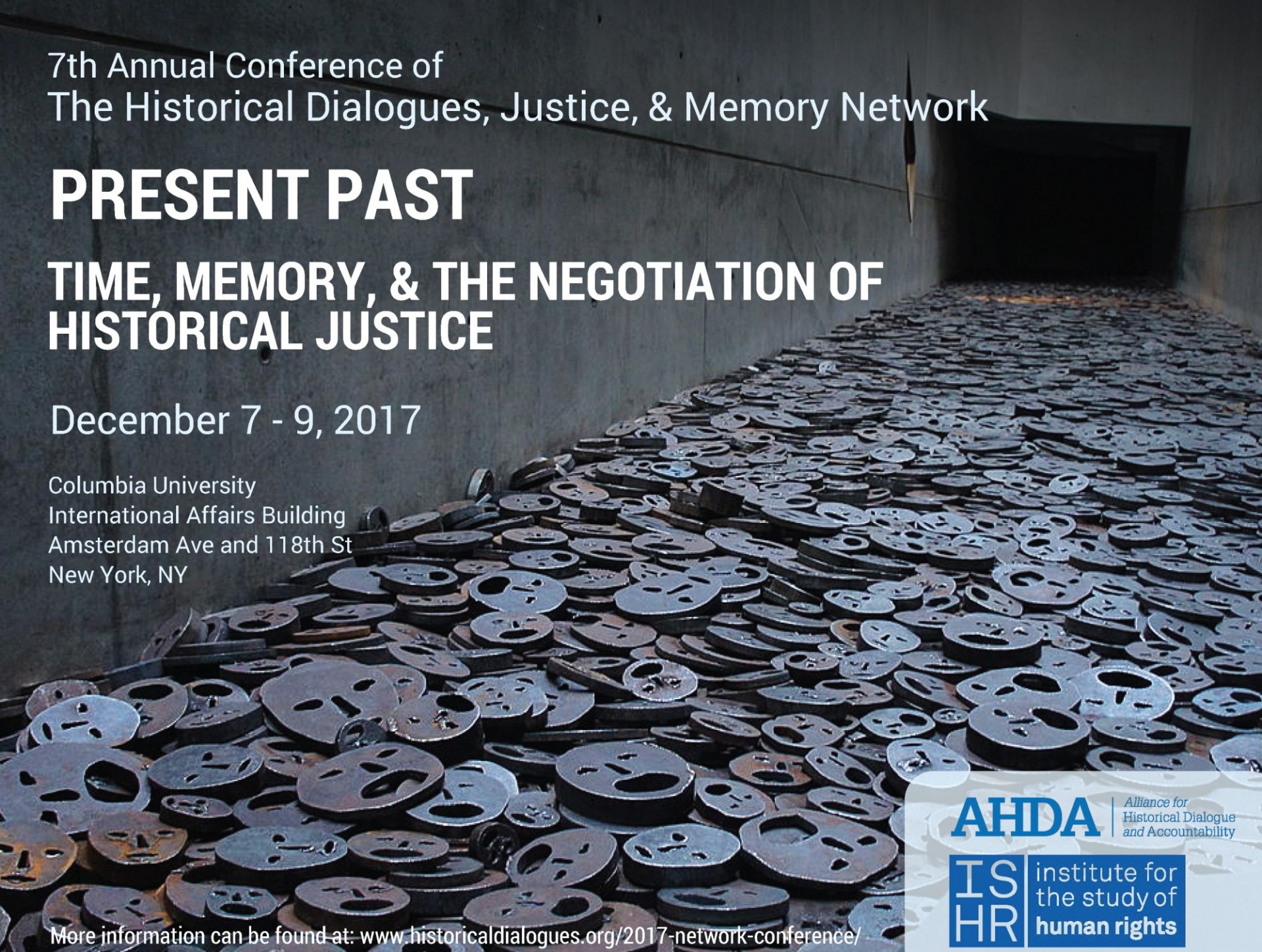 Flyer for conference "Present Past: Time, Memory, and the Negotiation of Historical Justice" with event details