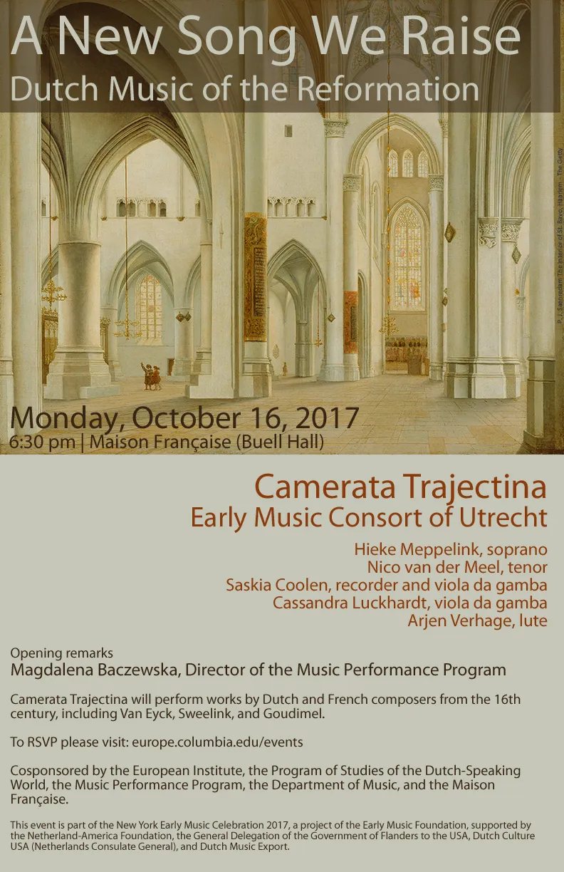 Flyer for the Concert – A New Song We Raise: Dutch Music of the Reformation