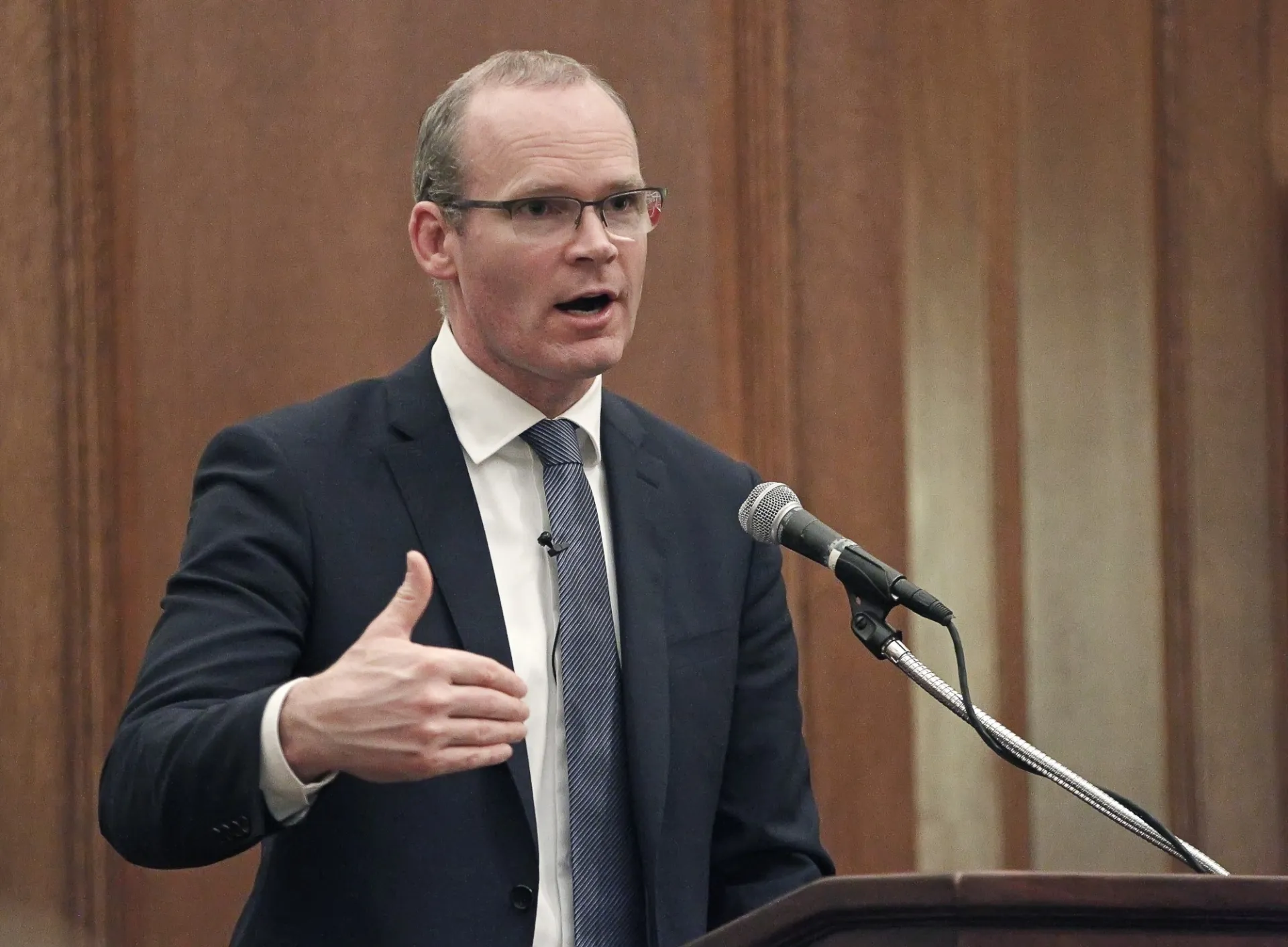 Simon Coveney speaking at Columbia University
